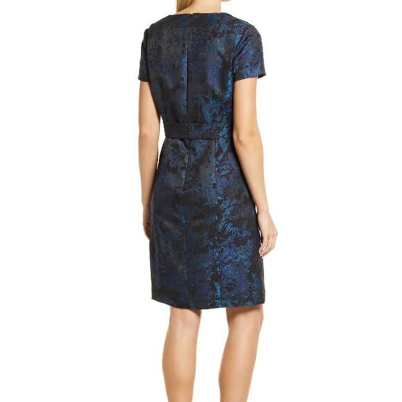 SHANI Jacquard Bow Detail Dress in Blue  Sz: 12 - Picture 9 of 9